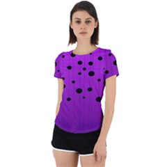 Two tone purple with black strings and ovals, dots. Geometric pattern Back Cut Out Sport Tee