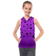 Two tone purple with black strings and ovals, dots. Geometric pattern Kids  Sleeveless Hoodie