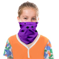 Two tone purple with black strings and ovals, dots. Geometric pattern Face Covering Bandana (Kids)