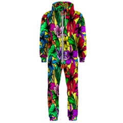 Hibiscus Flowers Pattern, Floral Theme, Rainbow Colors, Colorful Palette Hooded Jumpsuit (men)  by Casemiro