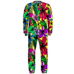 Hibiscus Flowers Pattern, Floral Theme, Rainbow Colors, Colorful Palette Onepiece Jumpsuit (men)  by Casemiro