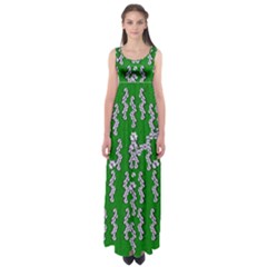 Cherry-blossoms Branch Decorative On A Field Of Fern Empire Waist Maxi Dress by pepitasart