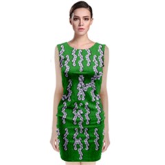 Cherry-blossoms Branch Decorative On A Field Of Fern Classic Sleeveless Midi Dress by pepitasart