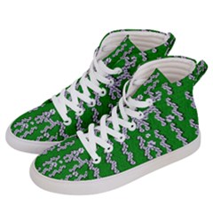 Cherry-blossoms Branch Decorative On A Field Of Fern Women s Hi-top Skate Sneakers by pepitasart