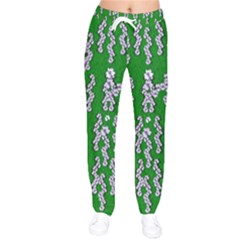 Cherry-blossoms Branch Decorative On A Field Of Fern Women Velvet Drawstring Pants by pepitasart