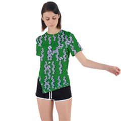 Cherry-blossoms Branch Decorative On A Field Of Fern Asymmetrical Short Sleeve Sports Tee by pepitasart