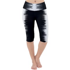 Black And White Noise, Sound Equalizer Pattern Lightweight Velour Cropped Yoga Leggings