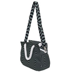 Geometric Pattern, Army Green And Black Lines, Regular Theme Rope Handles Shoulder Strap Bag by Casemiro