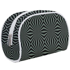 Geometric Pattern, Army Green And Black Lines, Regular Theme Makeup Case (large) by Casemiro