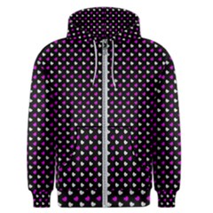 White And Pink Hearts At Black, Vector Handrawn Hearts Pattern Men s Zipper Hoodie