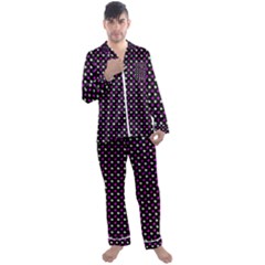 White And Pink Hearts At Black, Vector Handrawn Hearts Pattern Men s Long Sleeve Satin Pyjamas Set by Casemiro