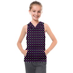 White And Pink Hearts At Black, Vector Handrawn Hearts Pattern Kids  Sleeveless Hoodie by Casemiro