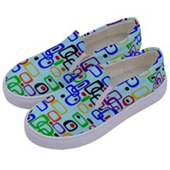 60 s Style Retro Pattern, Vintage Ovals At Pastel Blue Kids  Canvas Slip Ons by Casemiro