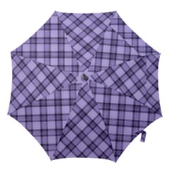 Pastel Purple And Steel Black Lines Pattern, Retro Tartan, Classic Plaid Hook Handle Umbrellas (medium) by Casemiro