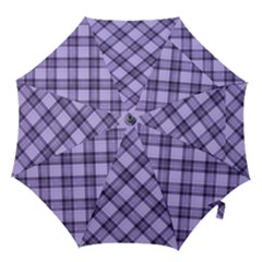 Pastel Purple And Steel Black Lines Pattern, Retro Tartan, Classic Plaid Hook Handle Umbrellas (large) by Casemiro