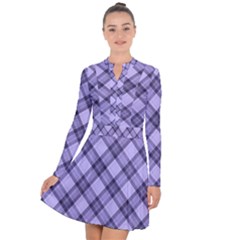 Pastel Purple And Steel Black Lines Pattern, Retro Tartan, Classic Plaid Long Sleeve Panel Dress by Casemiro