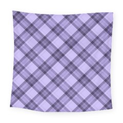 Pastel Purple And Steel Black Lines Pattern, Retro Tartan, Classic Plaid Square Tapestry (large) by Casemiro
