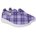 Pastel purple and steel black lines pattern, retro tartan, classic plaid Kids  Slip On Sneakers View3