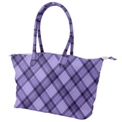 Pastel Purple And Steel Black Lines Pattern, Retro Tartan, Classic Plaid Canvas Shoulder Bag by Casemiro