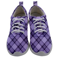 Pastel Purple And Steel Black Lines Pattern, Retro Tartan, Classic Plaid Mens Athletic Shoes