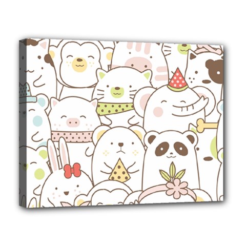 Cute-baby-animals-seamless-pattern Canvas 14  X 11  (stretched)