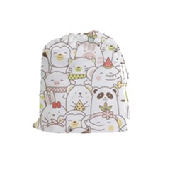 Cute-baby-animals-seamless-pattern Drawstring Pouch (large)