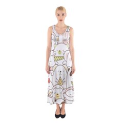 Cute-baby-animals-seamless-pattern Sleeveless Maxi Dress