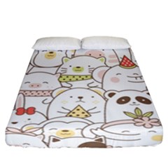 Cute-baby-animals-seamless-pattern Fitted Sheet (california King Size)