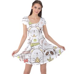 Cute-baby-animals-seamless-pattern Cap Sleeve Dress