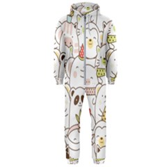 Cute-baby-animals-seamless-pattern Hooded Jumpsuit (men) 