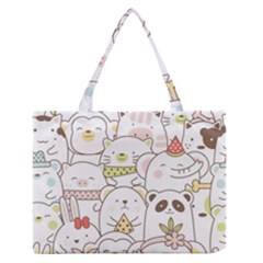 Cute-baby-animals-seamless-pattern Zipper Medium Tote Bag