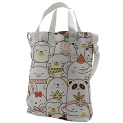 Cute-baby-animals-seamless-pattern Canvas Messenger Bag by Sobalvarro