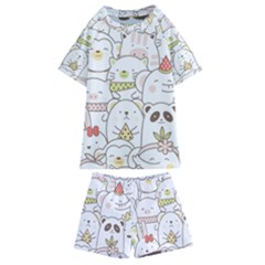 Cute-baby-animals-seamless-pattern Kids  Swim Tee And Shorts Set