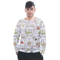 Cute-baby-animals-seamless-pattern Men s Long Sleeve Raglan Tee