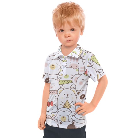 Cute-baby-animals-seamless-pattern Kids  Polo Tee by Sobalvarro