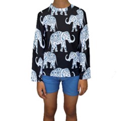 Elephant-pattern-background Kids  Long Sleeve Swimwear by Sobalvarro
