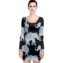 Elephant-pattern-background Long Sleeve Bodycon Dress by Sobalvarro