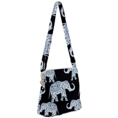 Elephant-pattern-background Zipper Messenger Bag by Sobalvarro