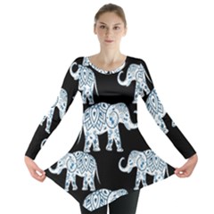 Elephant-pattern-background Long Sleeve Tunic  by Sobalvarro