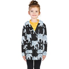 Elephant-pattern-background Kids  Double Breasted Button Coat by Sobalvarro