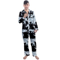 Elephant-pattern-background Men s Long Sleeve Satin Pyjamas Set by Sobalvarro