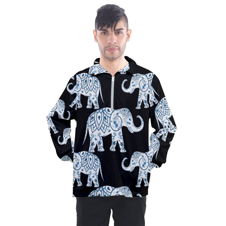 Elephant-pattern-background Men s Half Zip Pullover