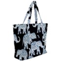 Elephant-pattern-background Zip Up Canvas Bag View2