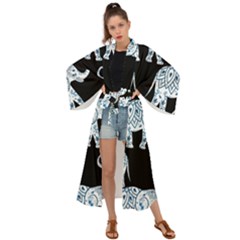 Elephant-pattern-background Maxi Kimono by Sobalvarro