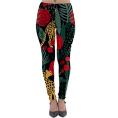 Seamless-pattern-with-leopards-and-roses-vector Lightweight Velour Leggings