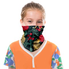 Seamless-pattern-with-leopards-and-roses-vector Face Covering Bandana (kids)