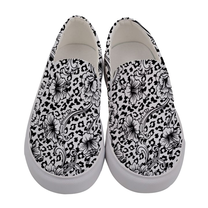 Vector-eclectic-fabric-seamless-pattern-animal-background-with-baroque-ornament Women s Canvas Slip Ons