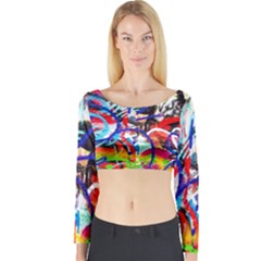 Crazy Grafitti Long Sleeve Crop Top by essentialimage