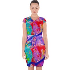 Crazy Graffiti Capsleeve Drawstring Dress 