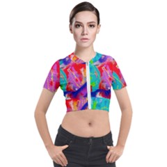 Crazy Graffiti Short Sleeve Cropped Jacket by essentialimage